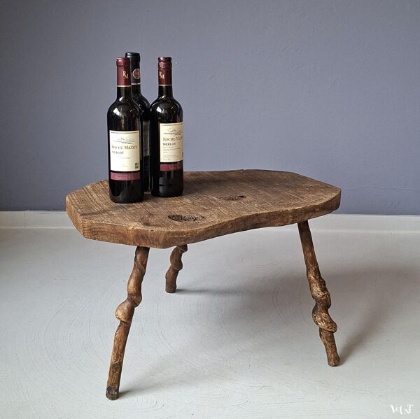 Table d'appoint en tronc d'arbre français ancien, vers les années 1920.