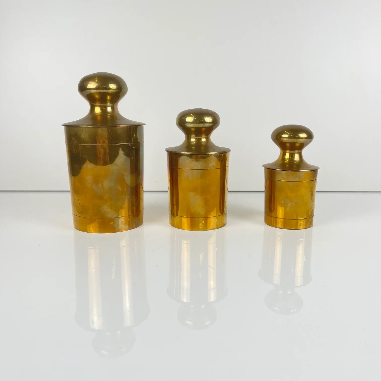 Set of 3 vintage brass boxes, 1960s-1970s