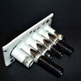 Vase soliflore vintage en céramique noir et blanc - porte-pinceaux