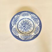 Set of six English deep plates, made of ironstone ceramic, floral patterns.
