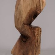 Table d’appoint sculpturale en bois massif, design contemporain original, logniture