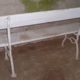 Garden bench oak and cast iron late nineteenth