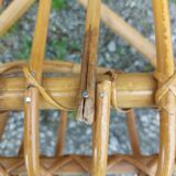 wicker armchair, bamboo wood