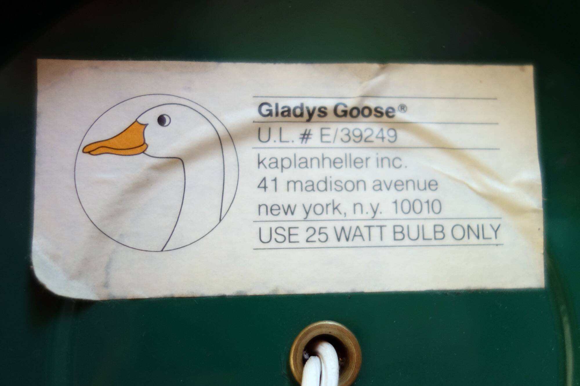 Vintage Gladys Goose goose lamp, 70/80s USA