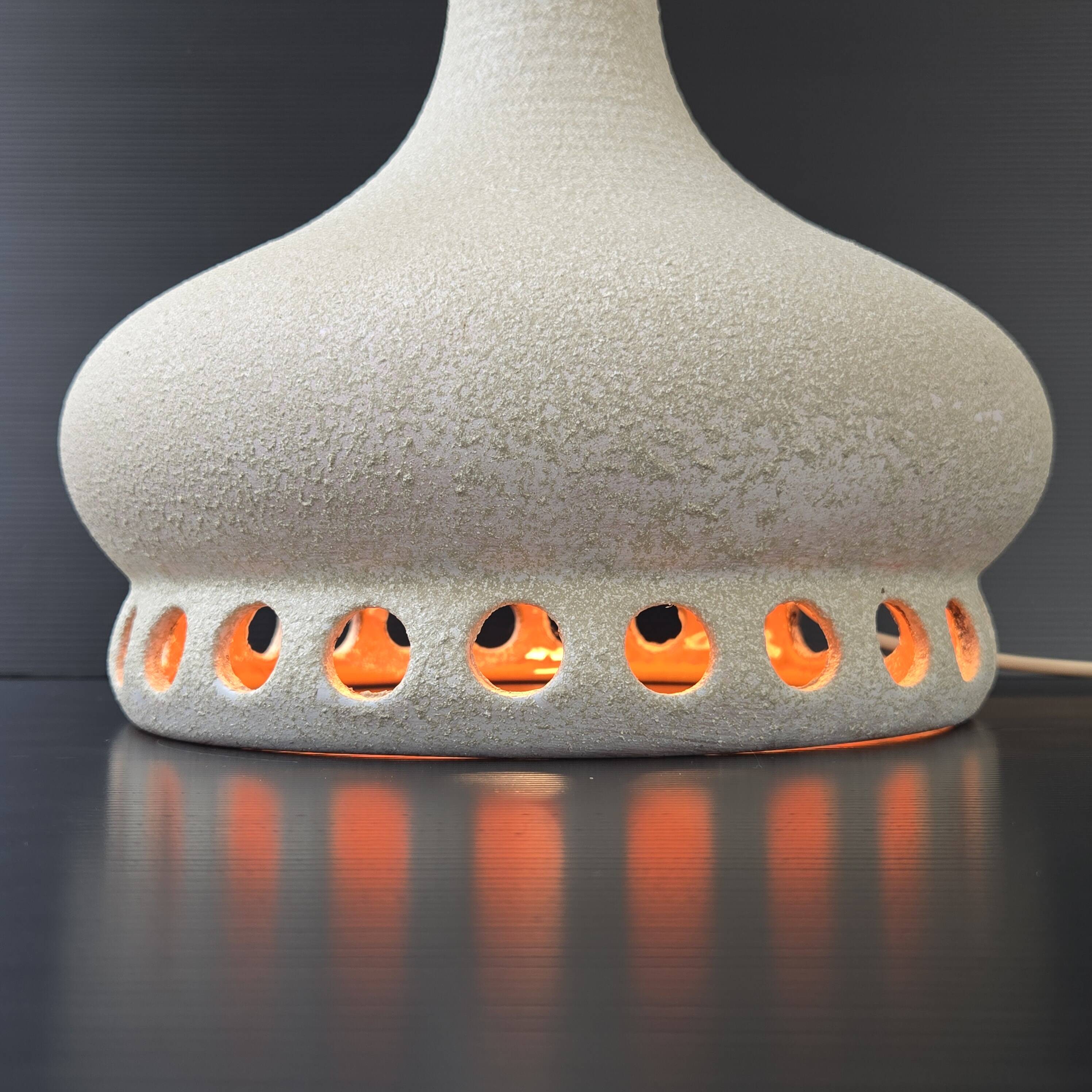 Vintage 1970s orange enamel lamp