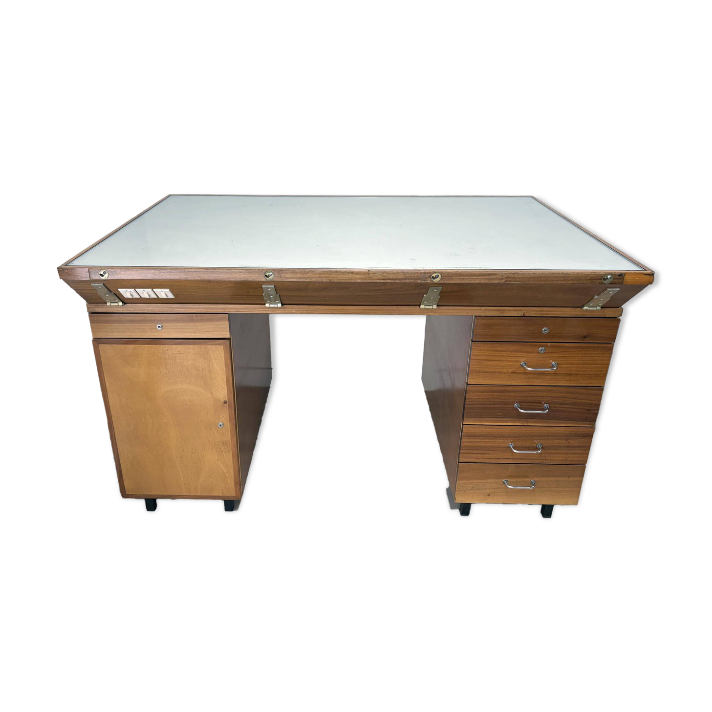 Solid wood desk with light table