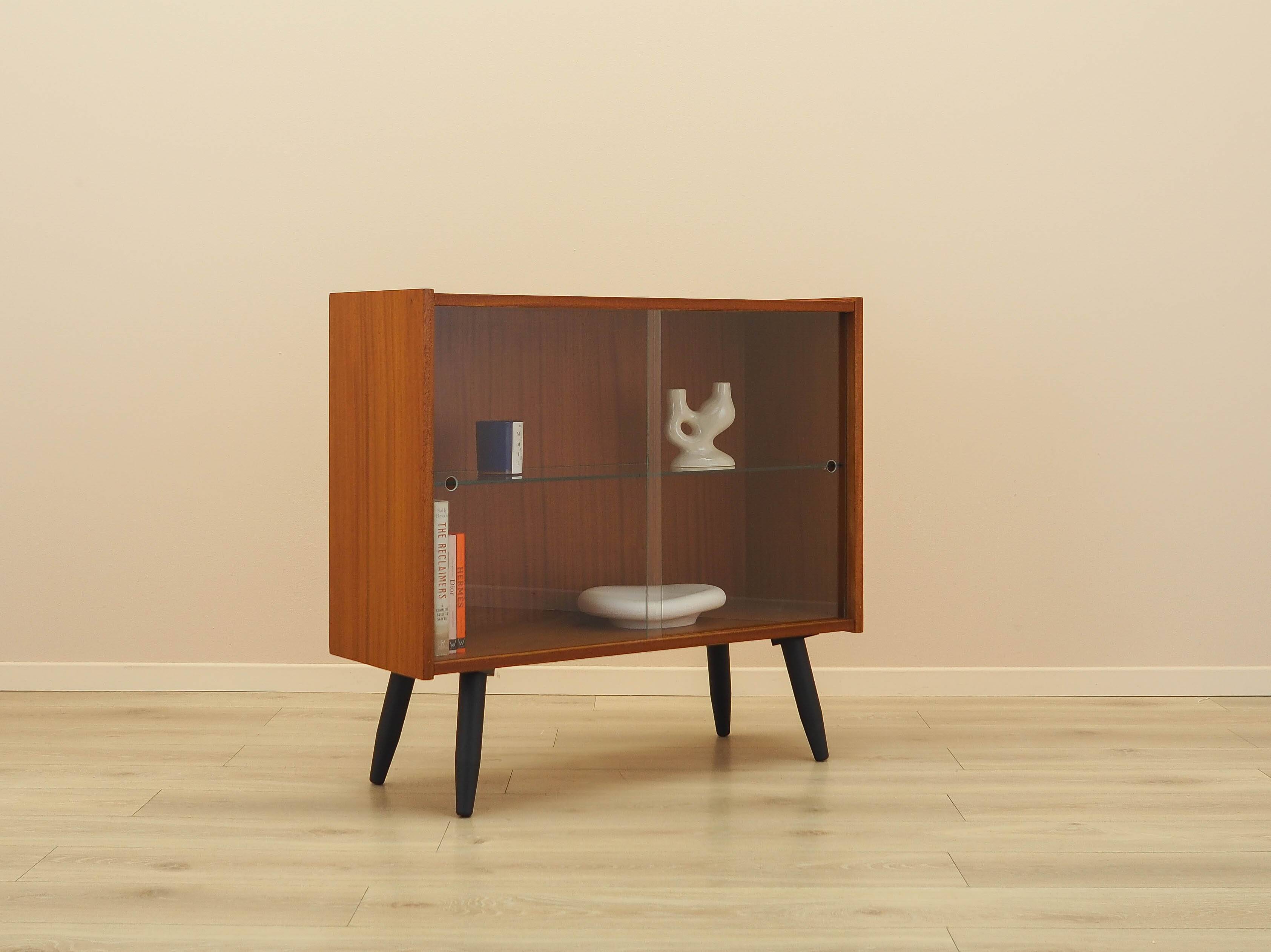 Mahogany display cabinet with glass front, Denmark, 1970s
