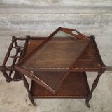 Serving trolley bar servant removable tray rustic oak