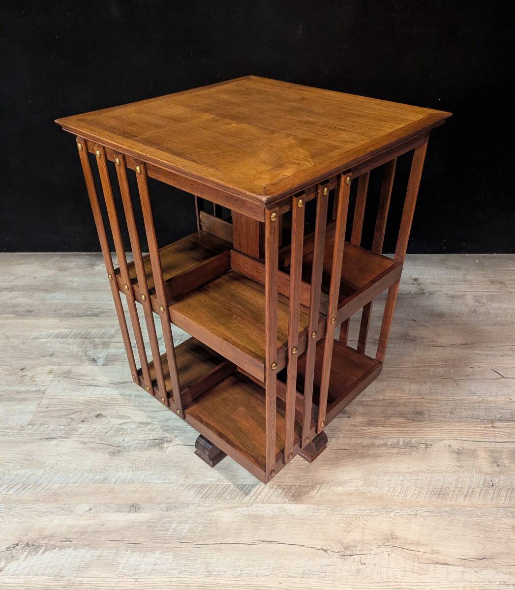 Rotating mahogany bookshelf