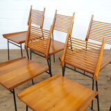 Ensemble de 6 chaises « Pelle » en érable et fer, par Paul McCob