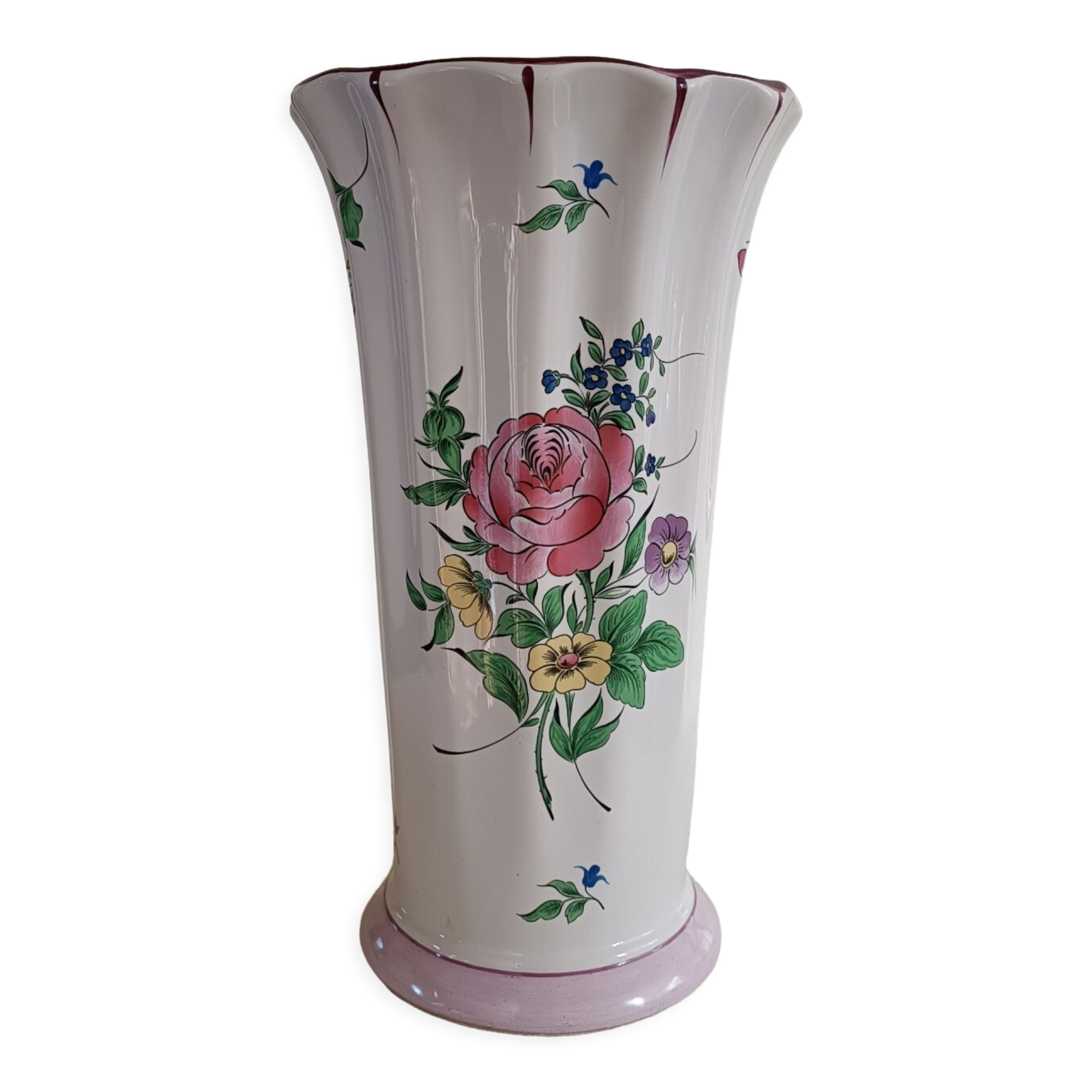 Vase en faïence de Lunéville décor Réverbère