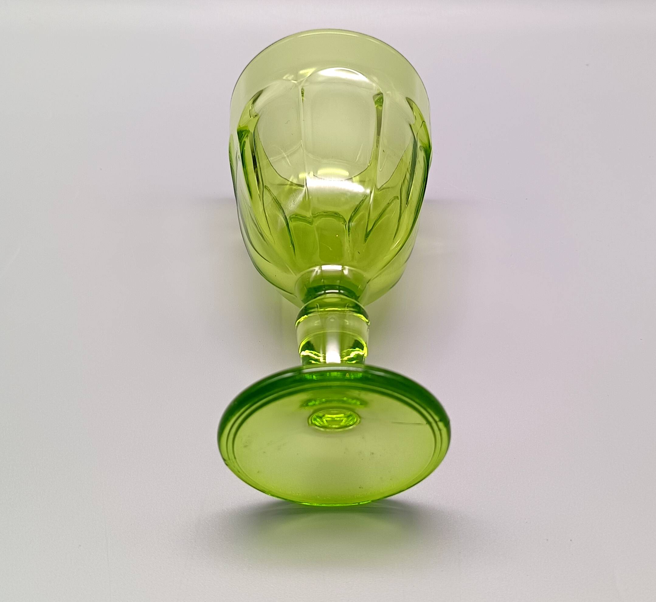 6 vintage anise green stemmed glasses