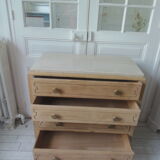 Vintage oak chest of drawers, a travertine plate laid for tray.