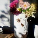 Italian vase signed white and gold