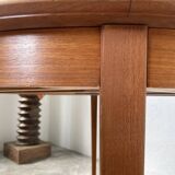 Scandinavian round teak table with extension