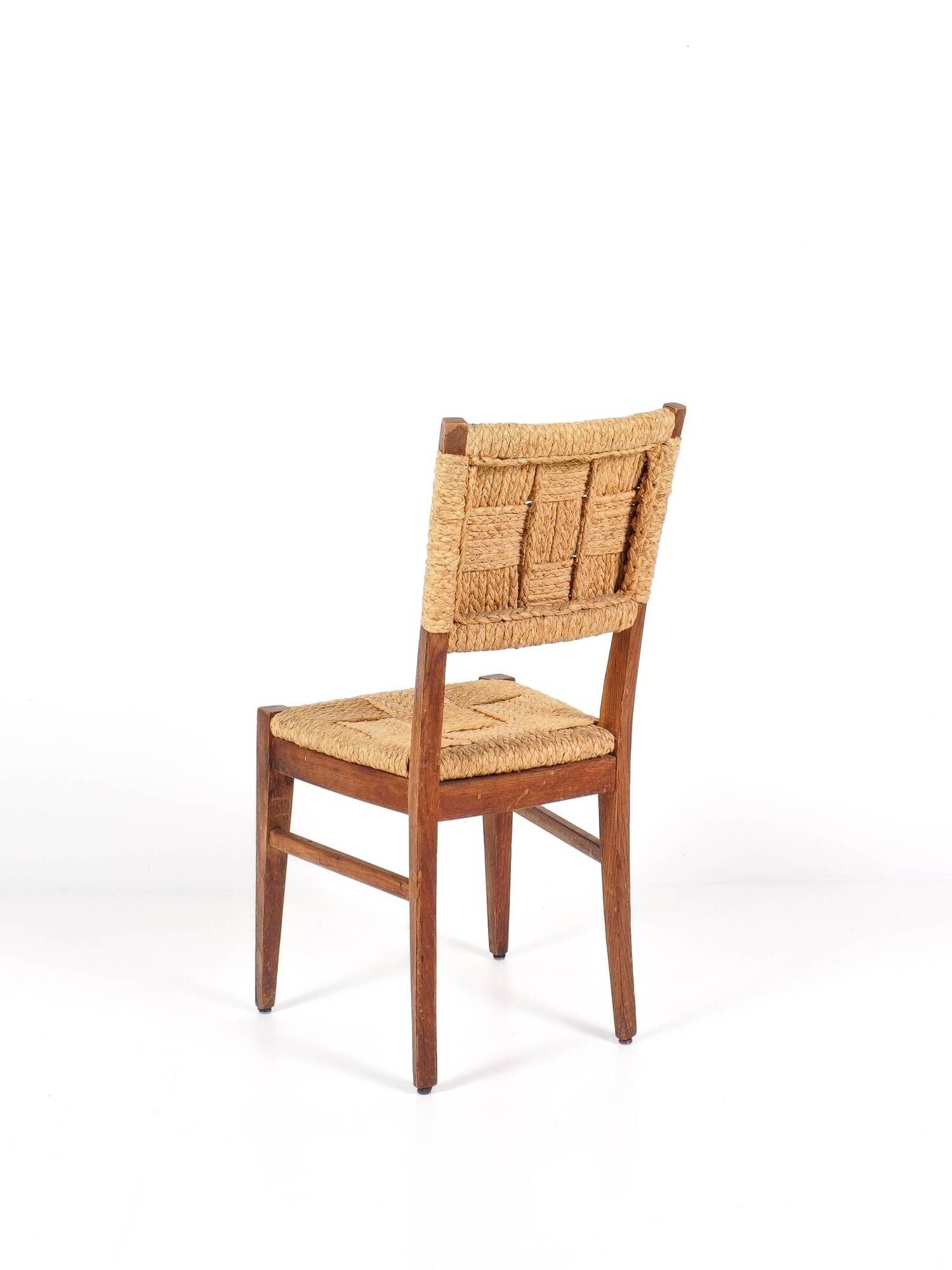 Audoux & Minet - Set of 4 vintage oak and rope chairs, circa 1950