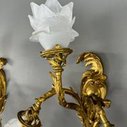 Paire d’appliques Rocaille en bronze doré, fin XIXème