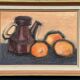 Original Swedish Oil on Panel – "Kattle and Oranges" by Herald – Signed – Dated 1966 – Framed Vintage Piece