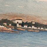 Daloni, pair of watercolors of the Mediterranean seaside, 20th century frame