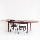 Table en teck avec rallonges de style scandinave - France, 1960