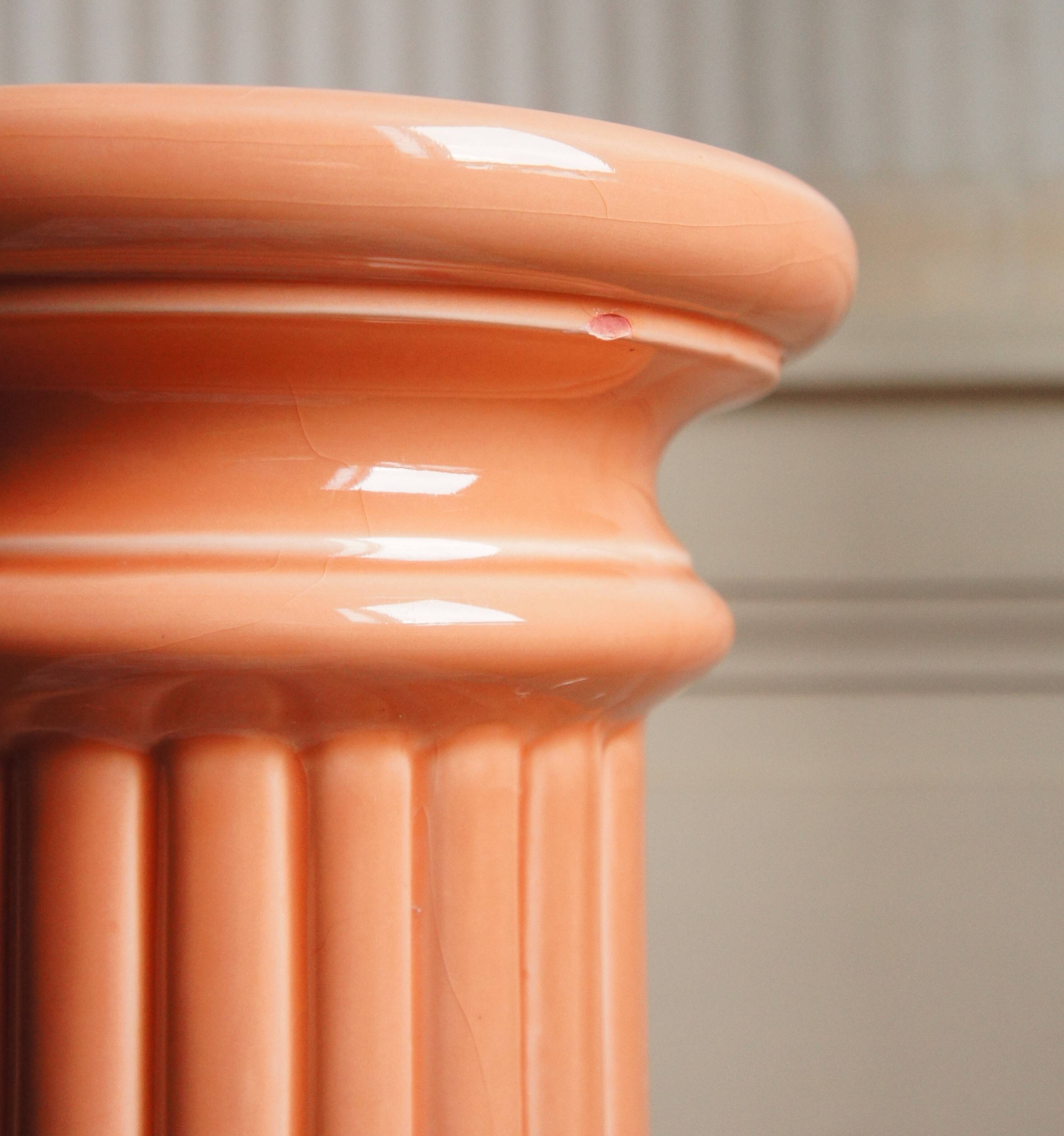 Coral glazed ceramic column