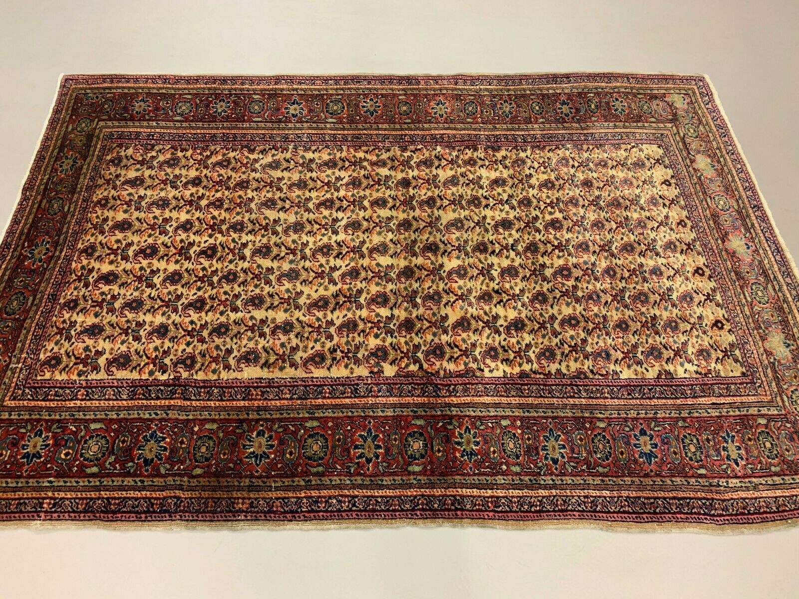 Distressed Turkish Rug 176x124 cm wool Vintage shabby Chic Tribal Red, Beige