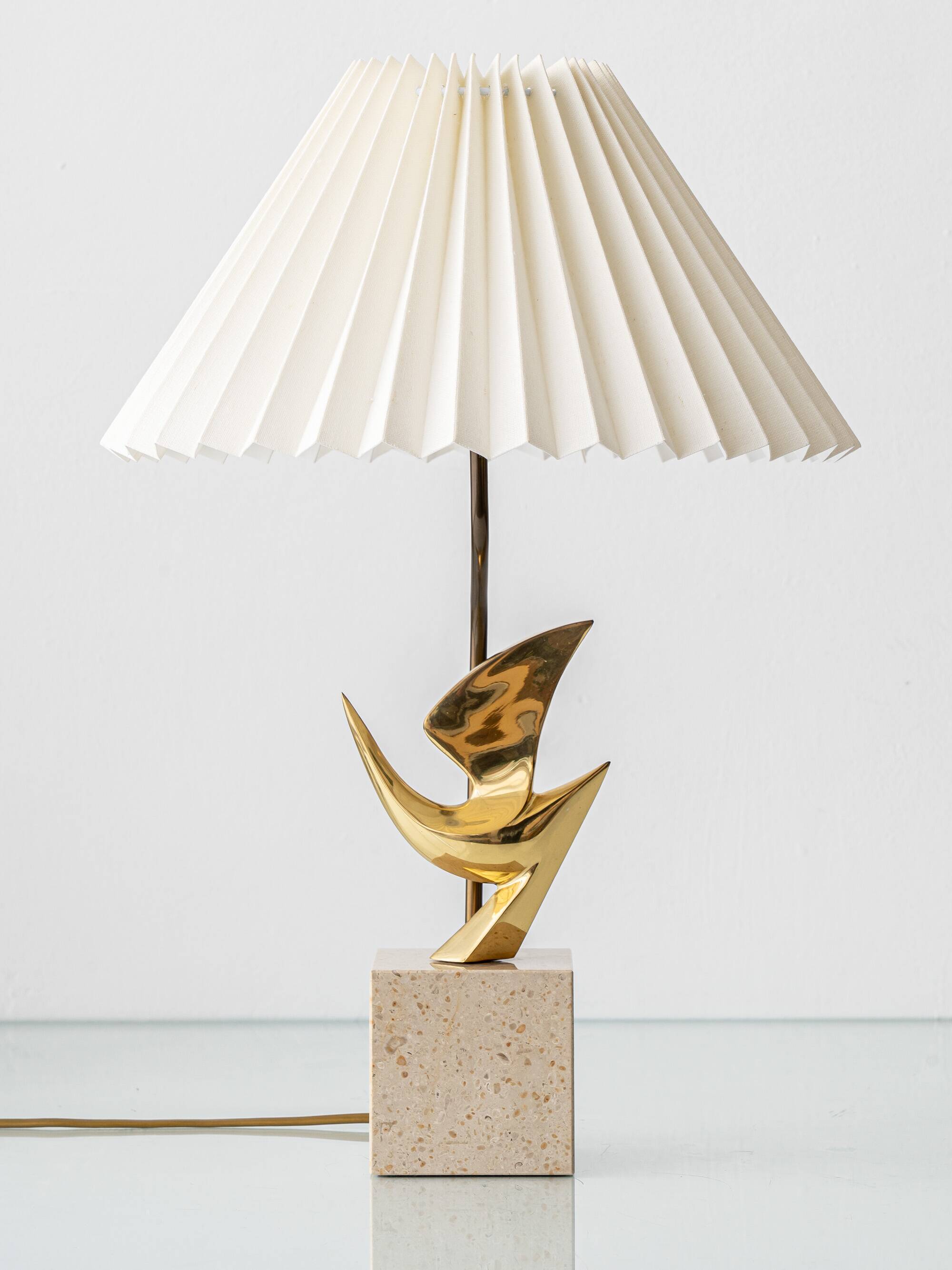 Philippe Jean Signed Brass Bird Table Lamp, Limited Edition 178/300, 1980