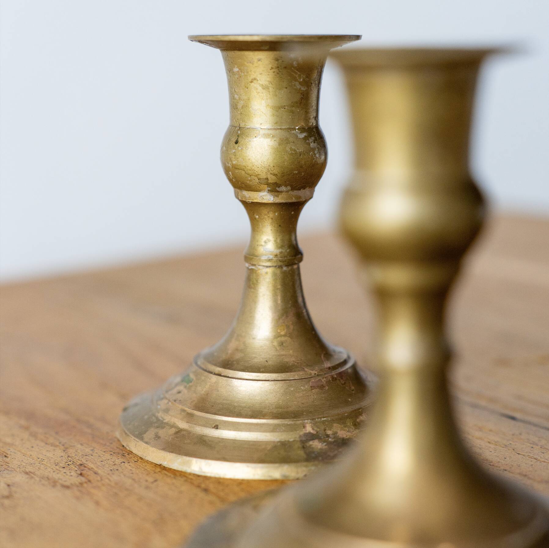 Pair of brass candlesticks, 11cm