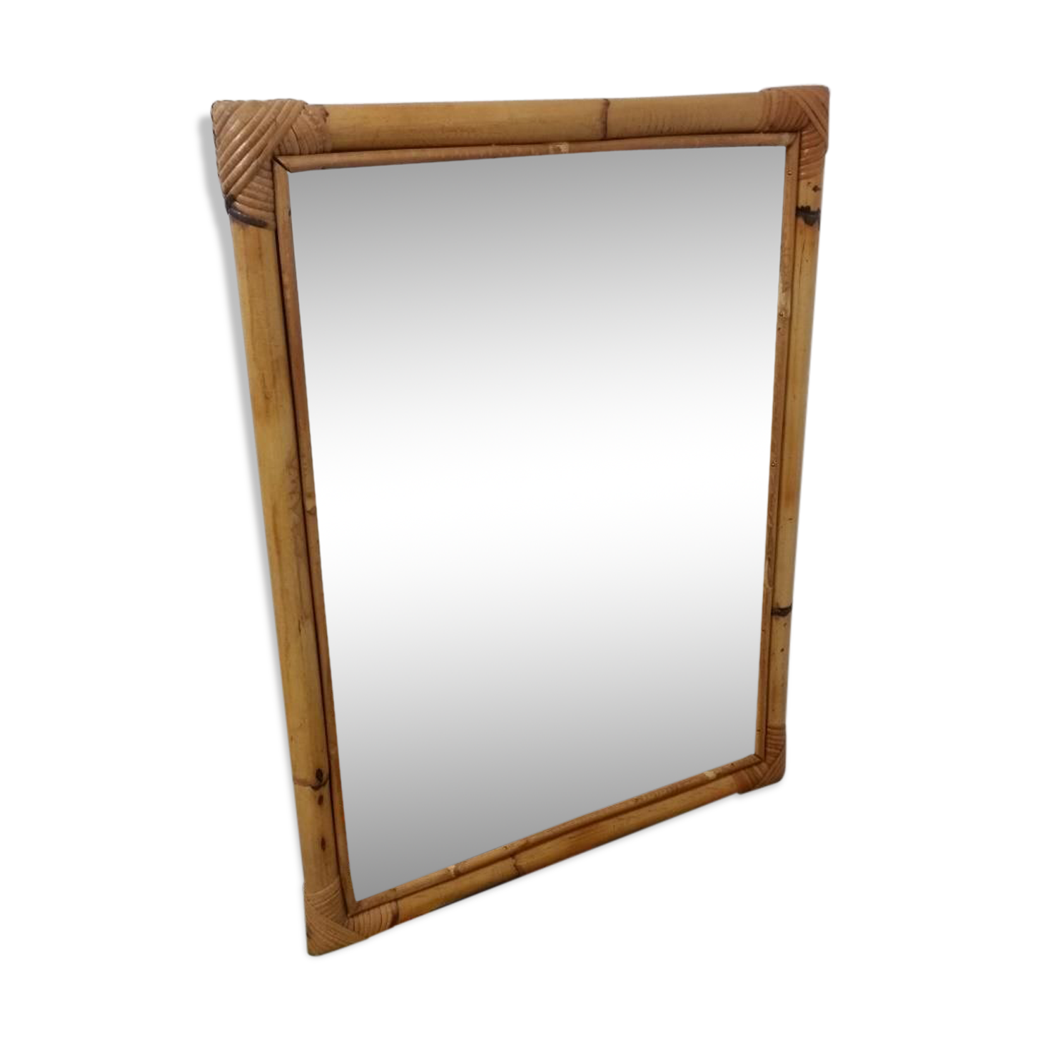 Vintage bamboo and rattan mirror 50x65cm