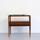 Set of 2 italian midcentury rosewood and carrara marble bedside tables