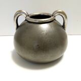 High-Quality Art Deco Burnished Silvered Brass Vase, Italy