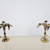Pair of brass flower table lamps, 1970s