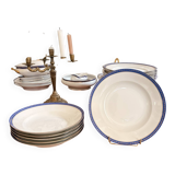 Lot 6 Deep Plates Limoges Porcelain Blue Gold Betoule & Legrand France