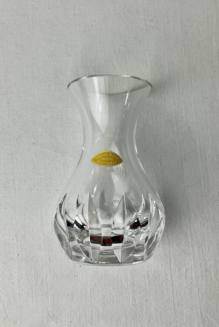 Hand-cut vintage crystal vase