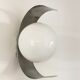 2 vintage wall lamps in stainless steel and opaline 70s
