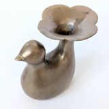 Candle holder or bird soliflore in brass, mid-century design from the 1960s.