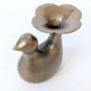 Candle holder or bird soliflore in brass, mid-century design from the 1960s.