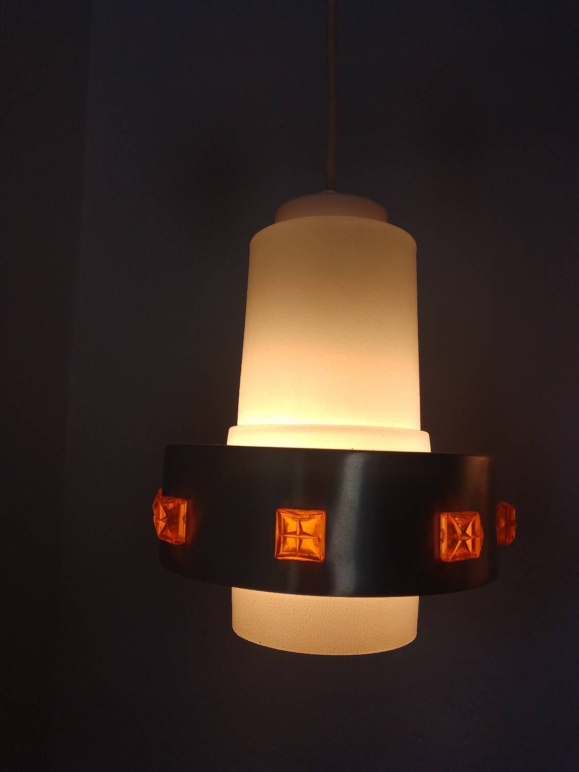 Pair of 1970s Space Age glass and aluminum lamps