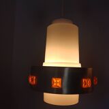 Pair of 1970s Space Age glass and aluminum lamps