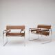 Paire de fauteuils Wassily de Marcel Breuer en cuir cognac