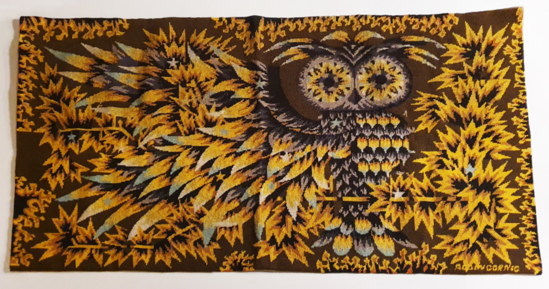 Tapestry "La nuit", by Alain Cornic, vintage, 60s