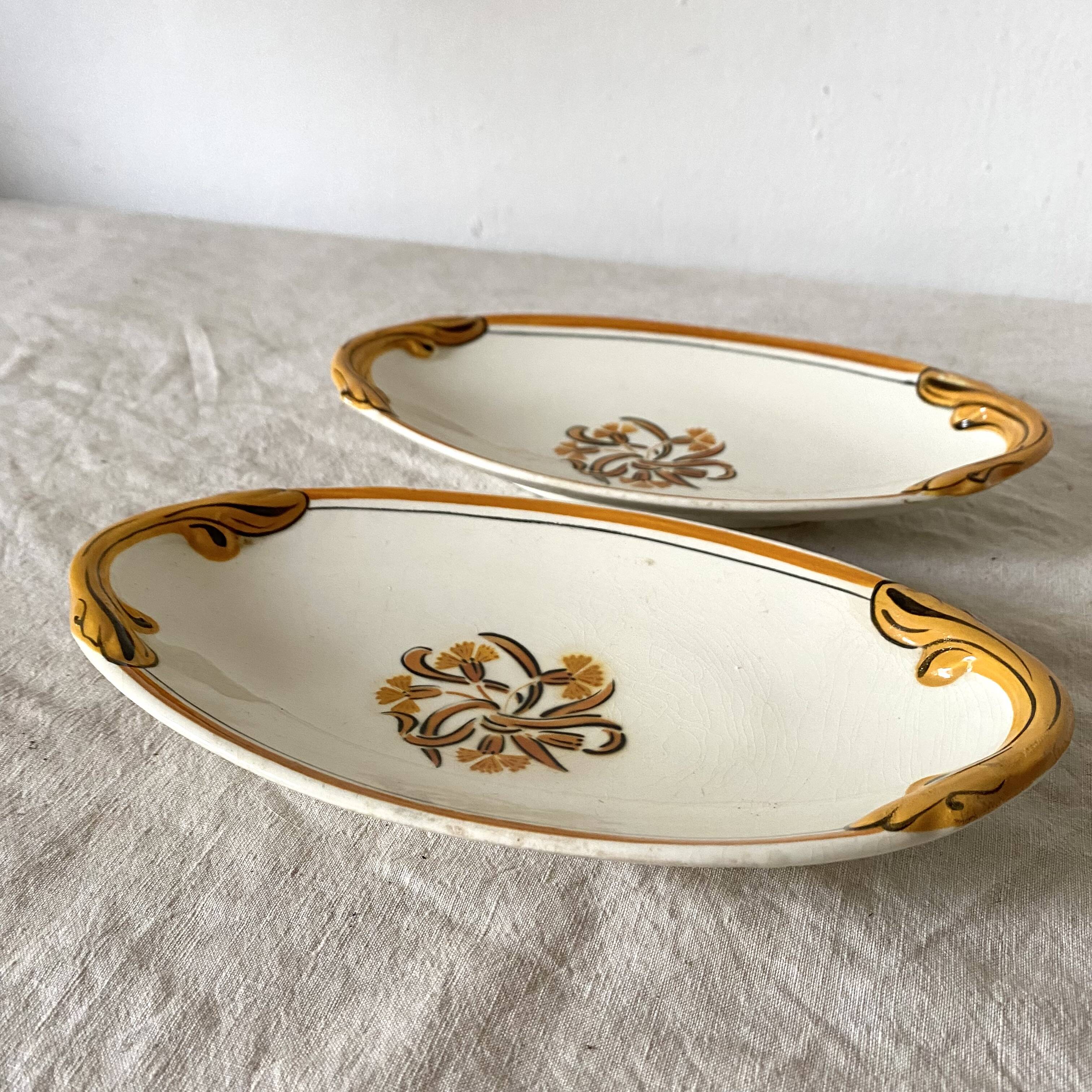 Old 1900 Creil and Montereau eyelet dishes