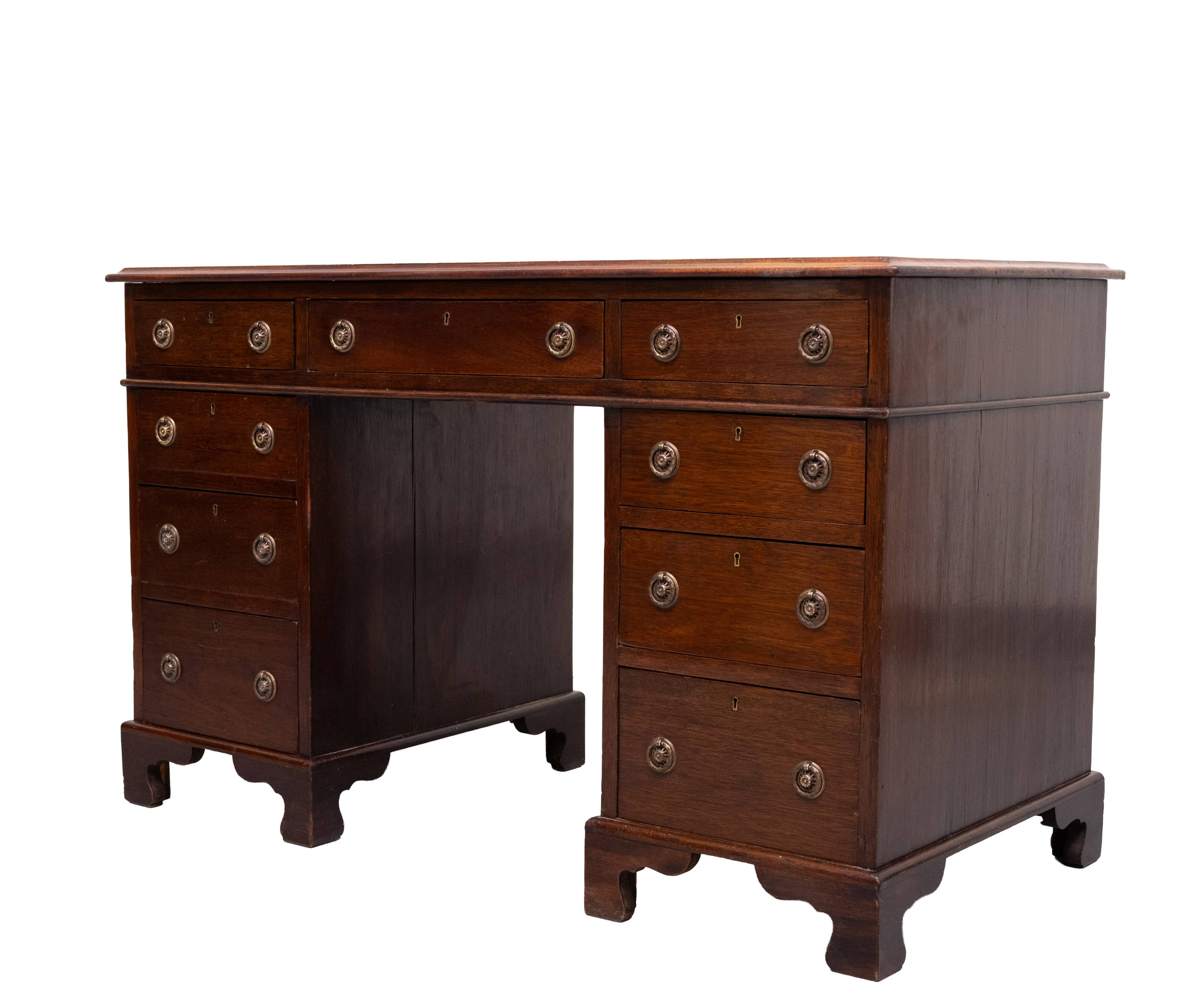 Antique English Mahogany pedestal Desk 1850s