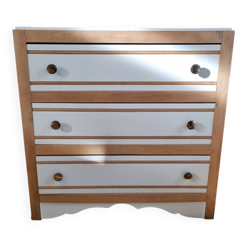 Commode blanche et bois