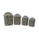 Set 4 spice pots old floral decoration