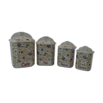Set 4 pots à épices ancien décor floral