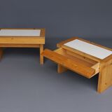 Tables de chevet en pin vintage, ensemble de 2