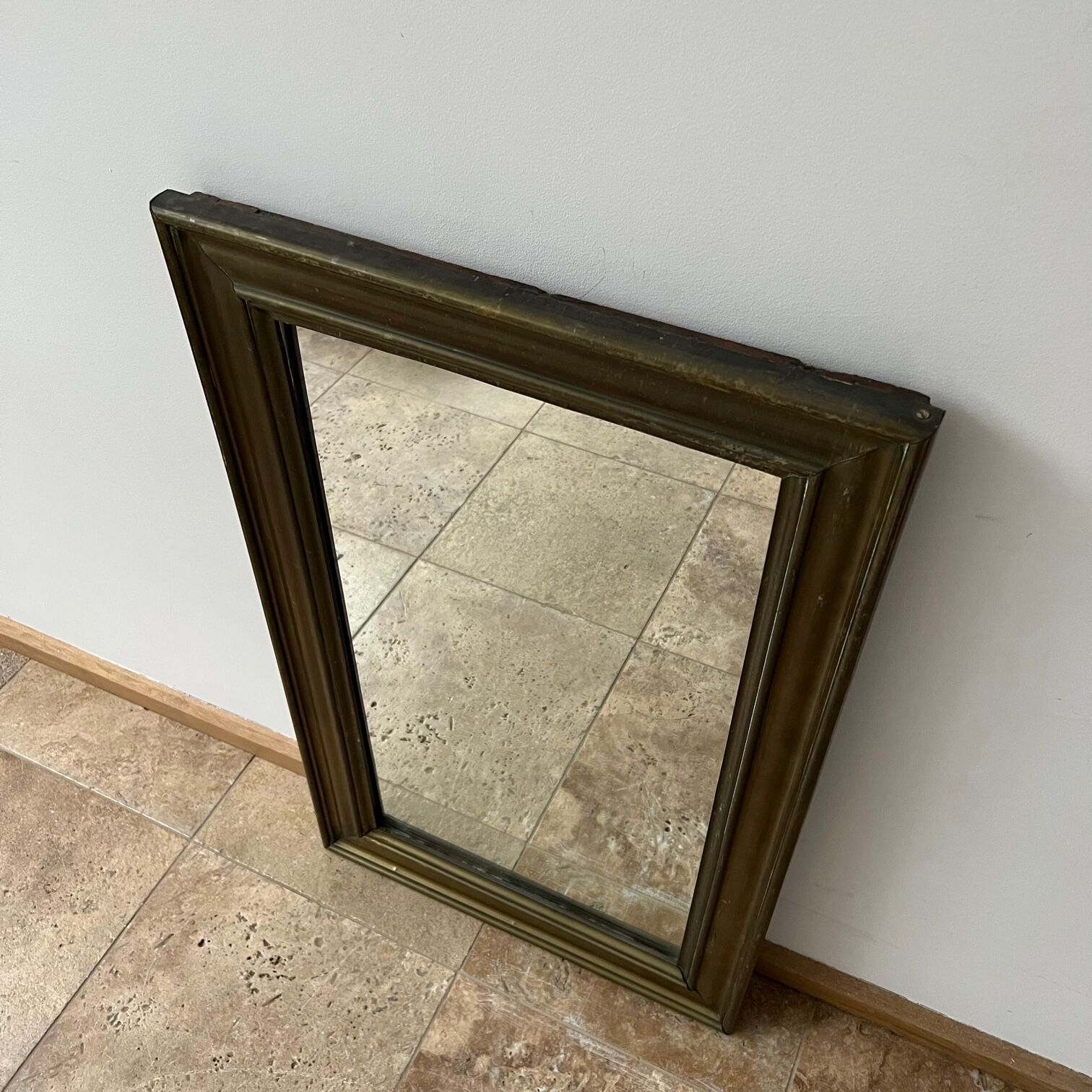Antique french brass bistro mirror