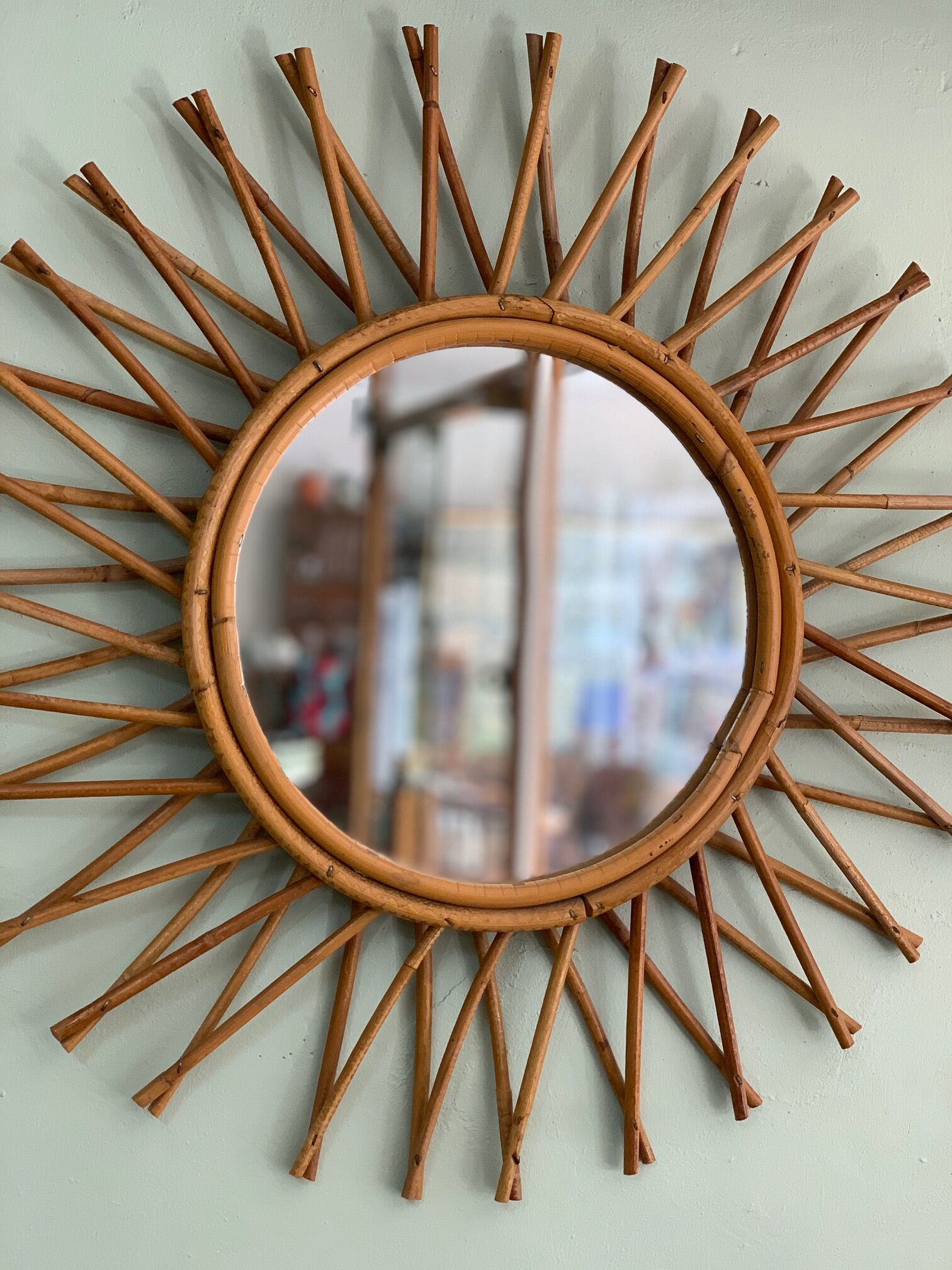 Old rattan mirror