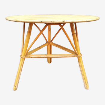 Table d'appoint tripode en rotin